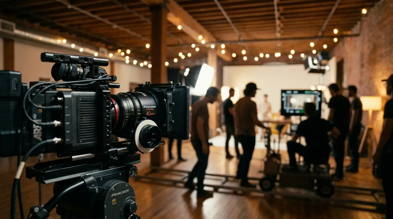 MediaMarvels creative team on a professional video production set in St. Charles, Illinois