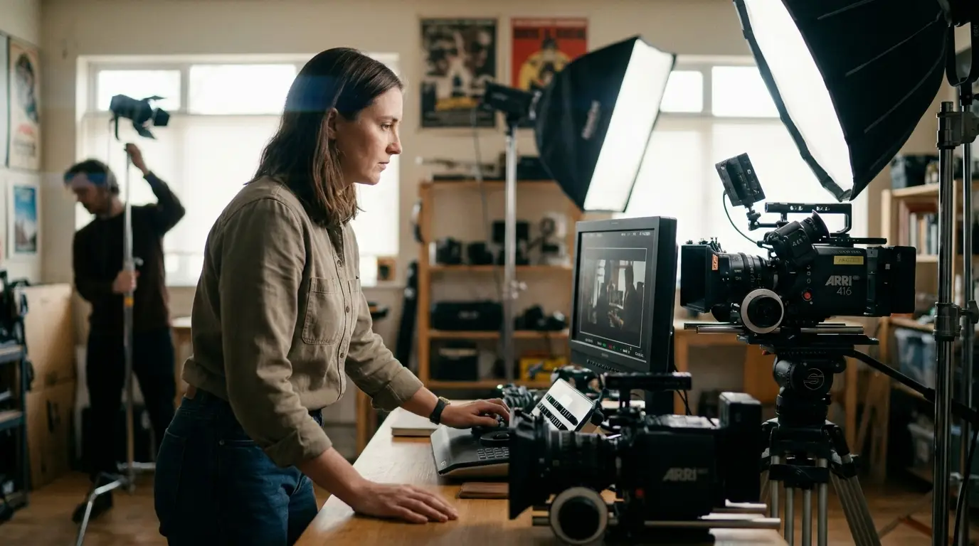 MediaMarvels founder reviewing footage in a professional video production studio