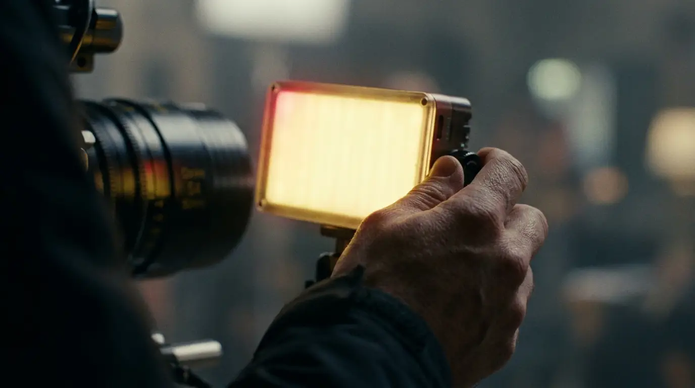 A compact portable on-camera LED light