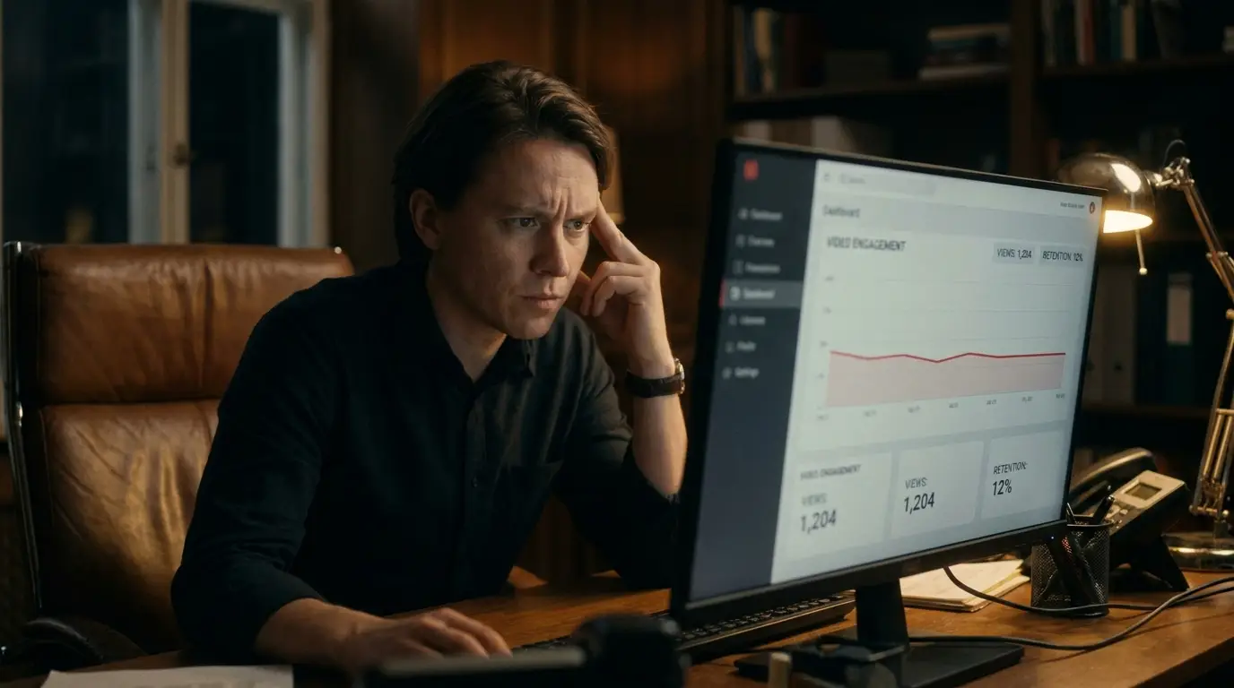Marketer reviewing underperforming video analytics