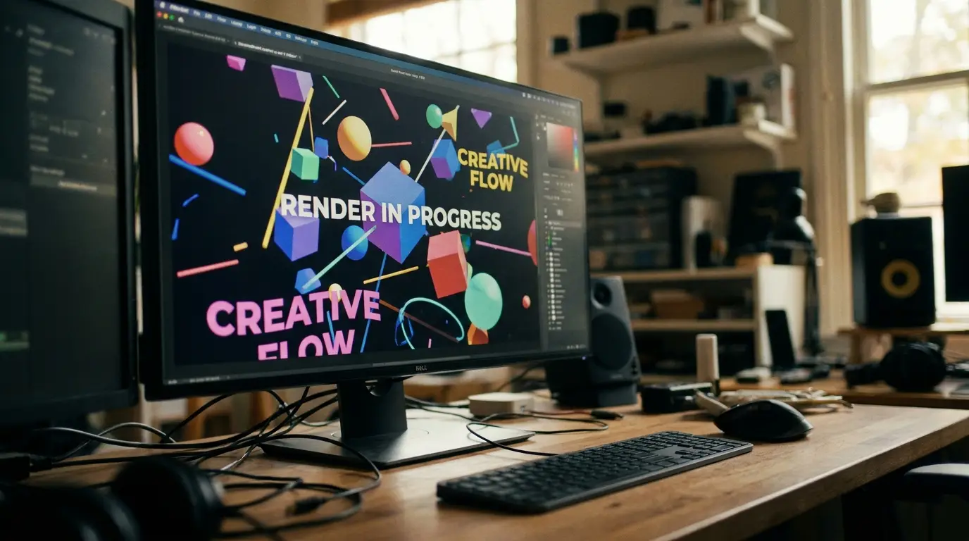 Motion graphics on a design workstation