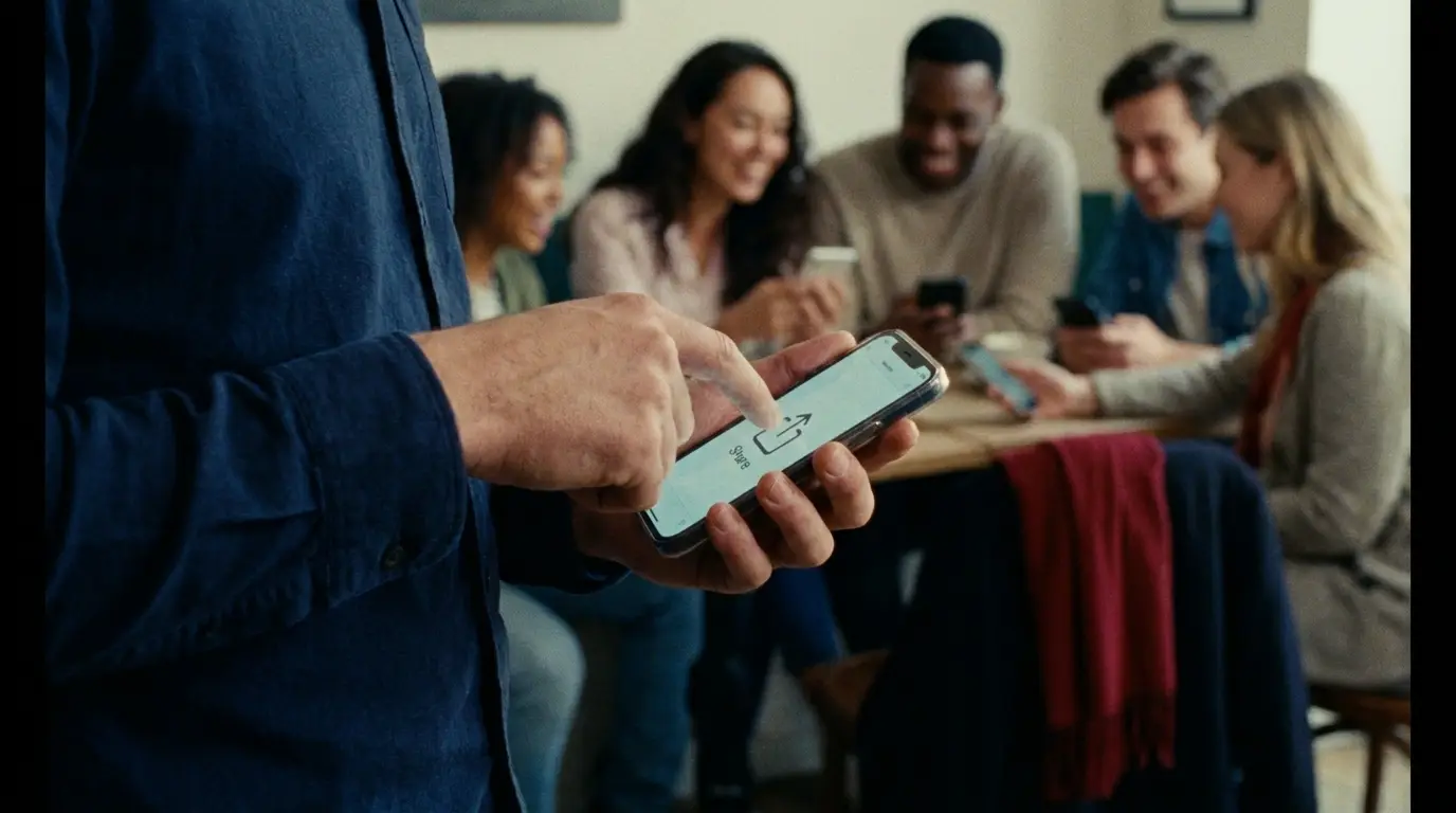 A person sharing a video from their phone