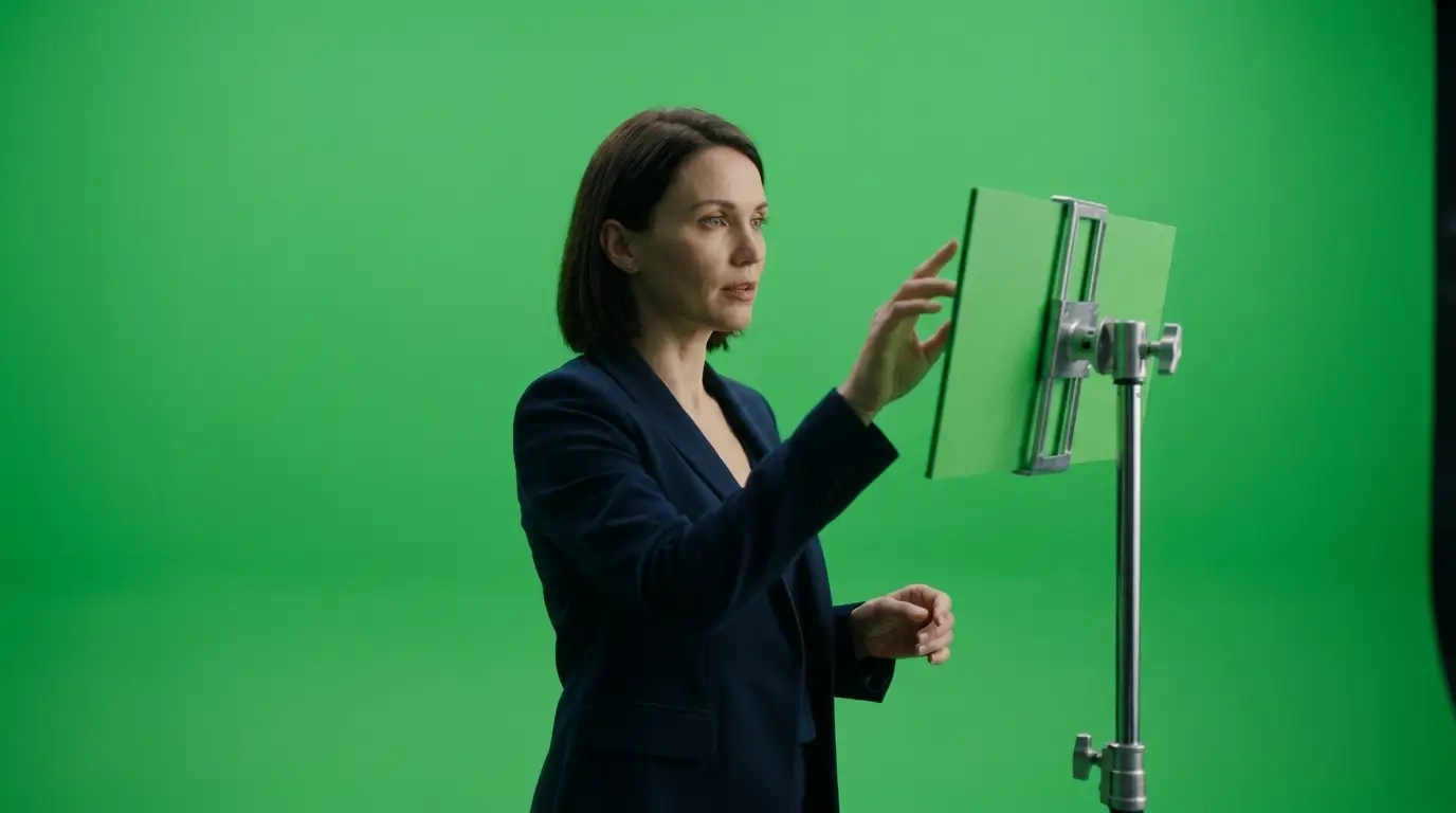 Raw green screen plate with stand-in panel